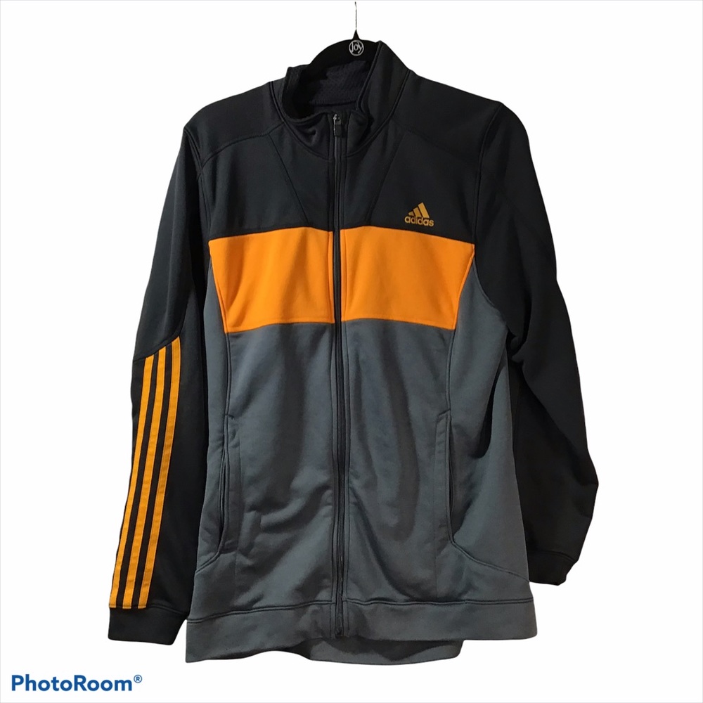 🎀Adidas Grey, Black and Orange Jacket size Medium